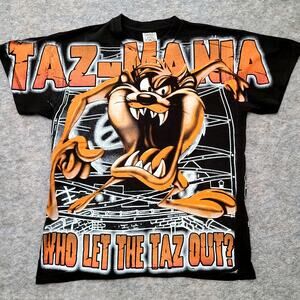 New Taz AOP Shirt Mens Large Double Sided Wanted Taz Retro